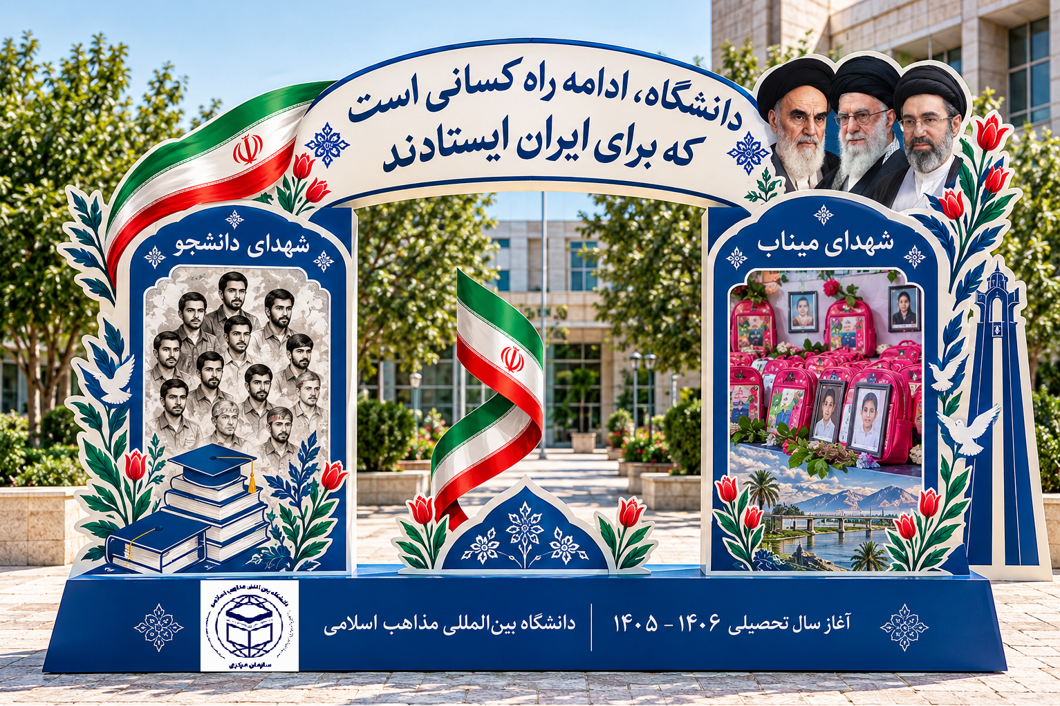 مراسم بازگشایی حضوری دانشگاه بین المللی مذاهب اسلامی و اهتزاز پرچم مقدس ایران